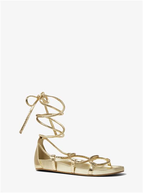 michael michael kors vero faux leather lace-up sandal|MICHAEL Michael Kors Flat sandals for Women .